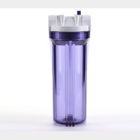 HYDRONIX HF3-10CLWH34PR, 10" CLEAR HOUSING WITH WHITE RIB CAP FOR RO & FILTRATION SYSTEMS, 3/4" PORTS WITH RELIEF BUTTON