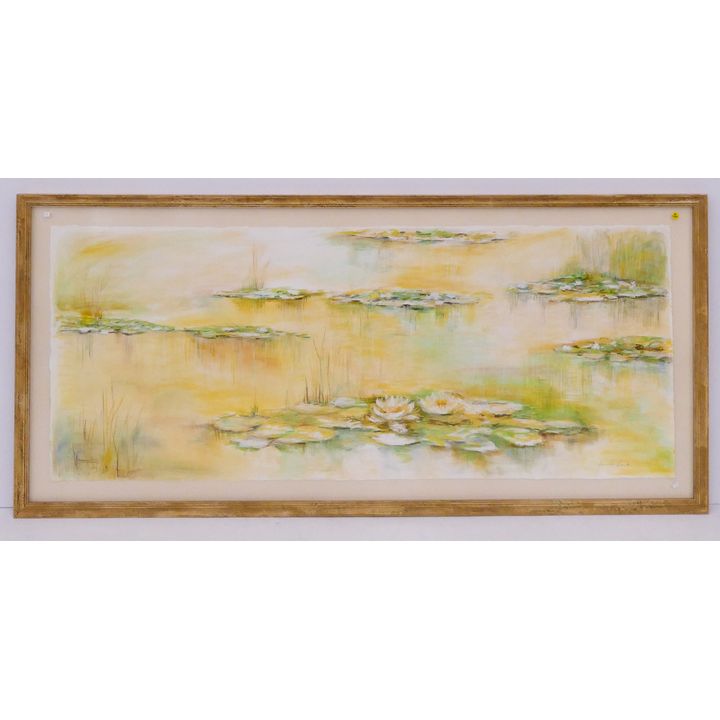 Harissa Hanke Lily Pads Large Pastel on Paper Gallery Framed- 34x73''