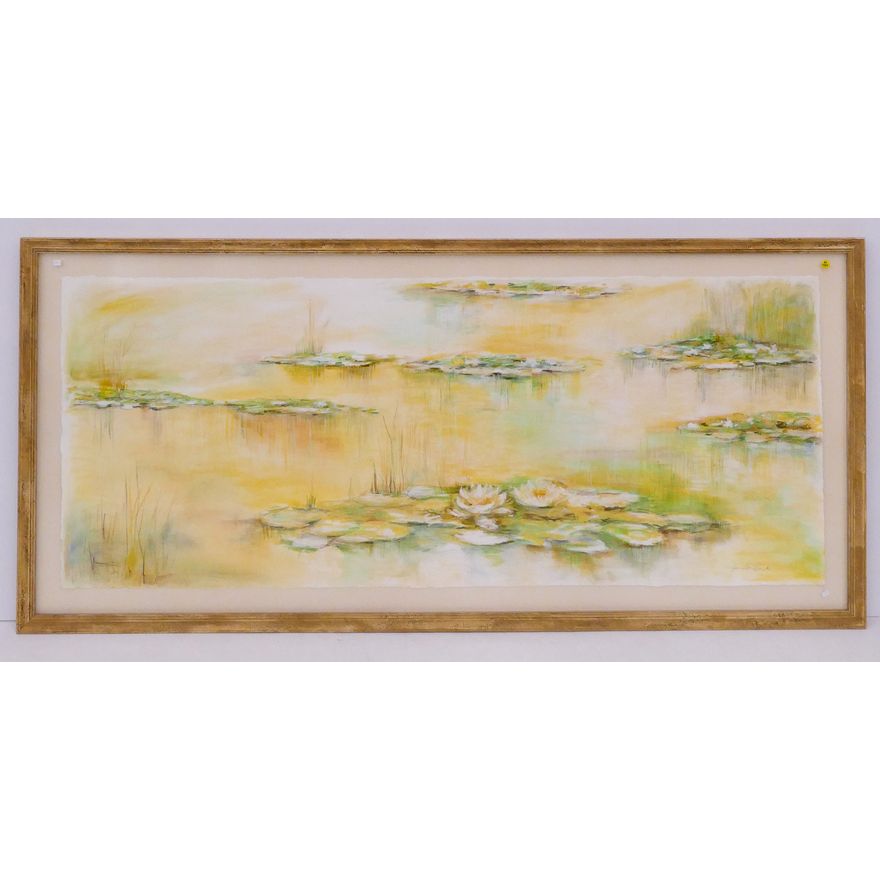 Harissa Hanke Lily Pads Large Pastel on Paper Gallery Framed- 34x73''
