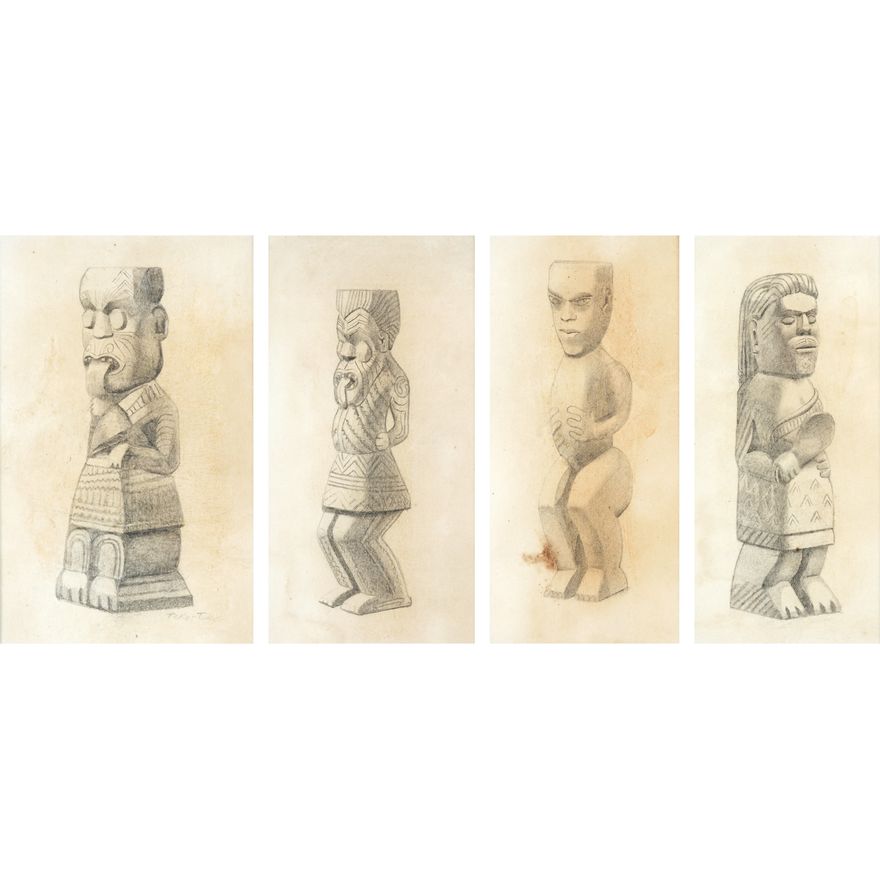 A. Lois White 'Four Studies of Tiki Figures'