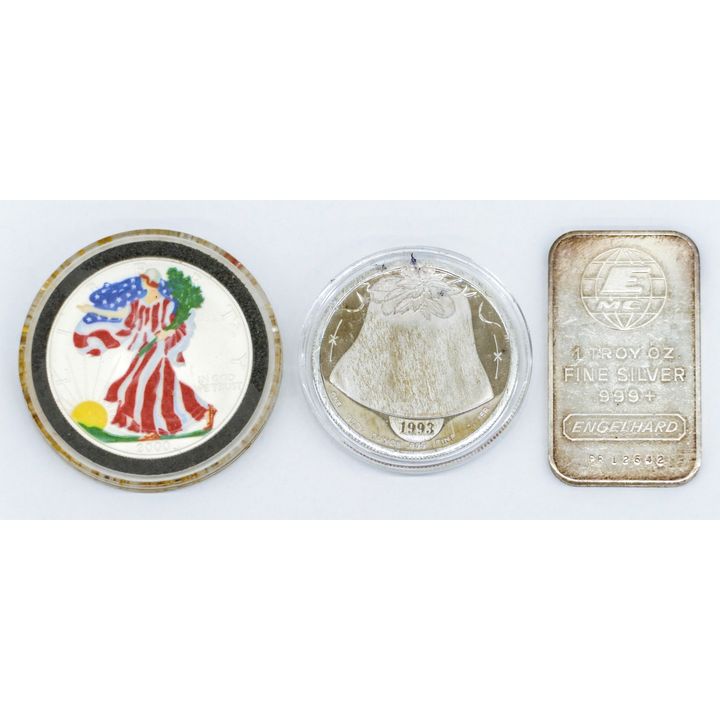 Box 3pc .999 Fine Silver 1oz Coins and Bar