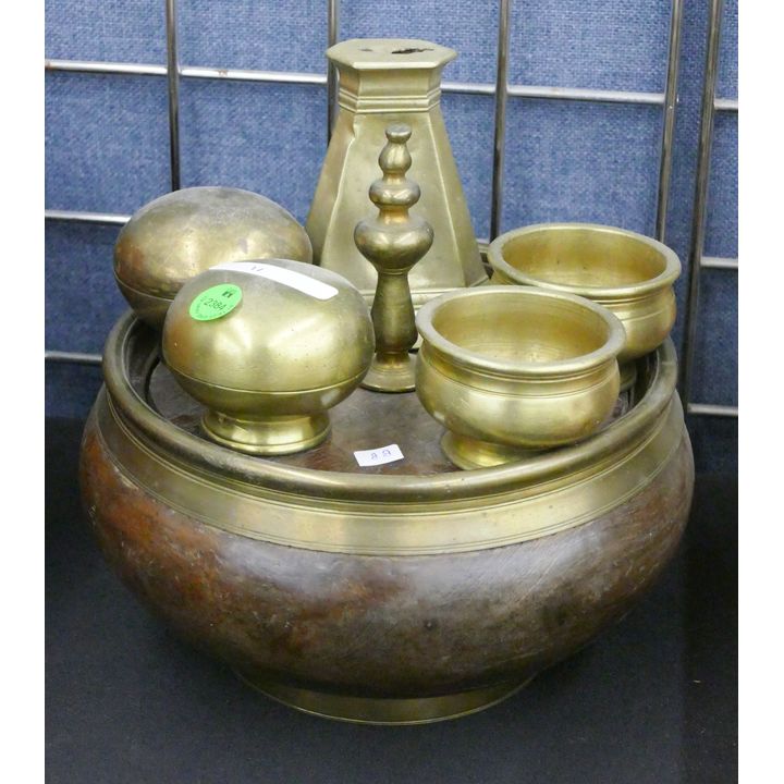 Old Indian Brass Betel Nut Set 9''