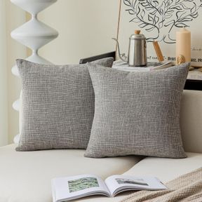 KEVIN TEXTILE FAUX LINEN SQUARE 2 TONE WOVEN THROW PILLOW SHAM CUSHION CASE COVERS FARMHOUSE CUSHION CASE FOR CAR/COUCH USE, 18-IN