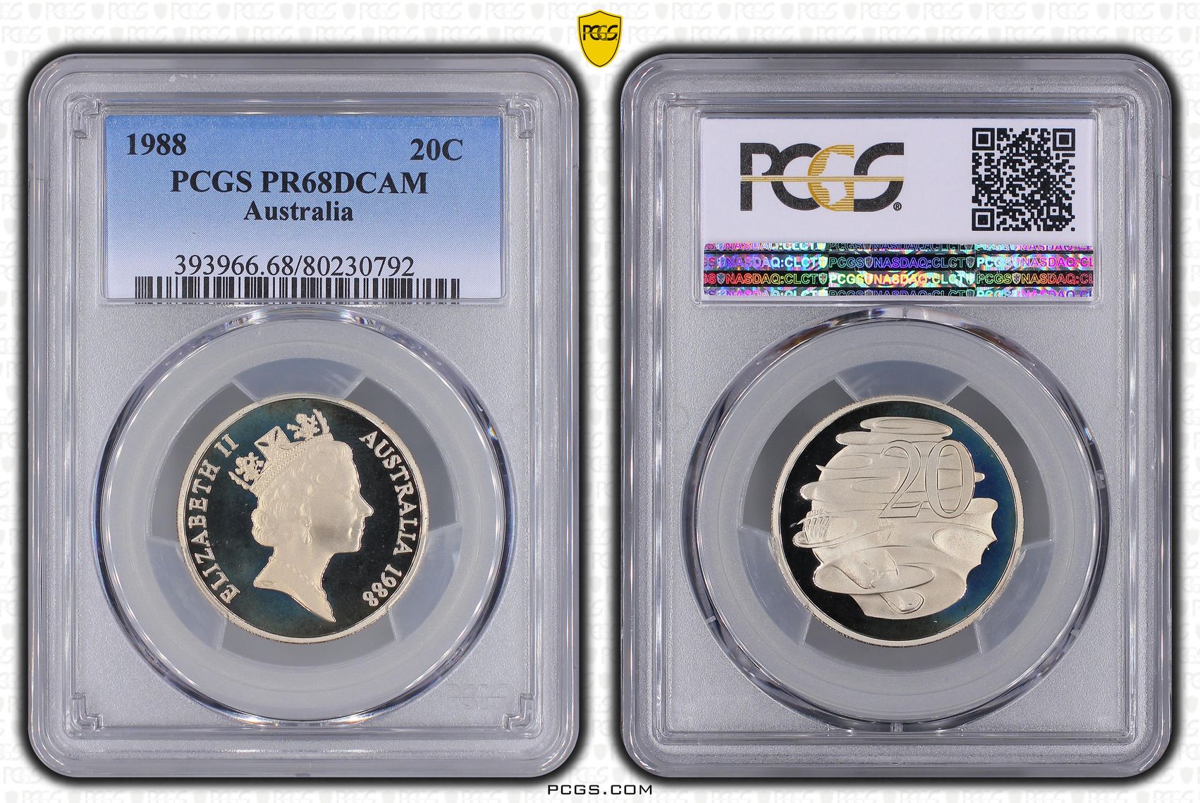 Elizabeth II, Twenty Cent, 1988, PCGS PR68DCAM