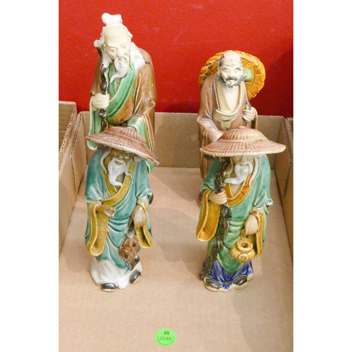 Box 4pc Chinese Shiwan Large Mudmen Figures