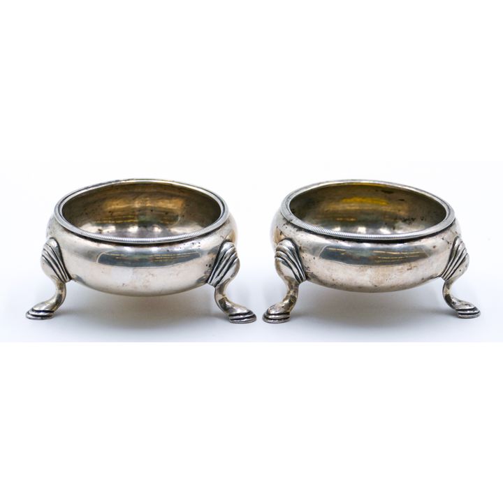 Pair Antique American Coin Silver Footed Salts 3'' - 143 Grams TW