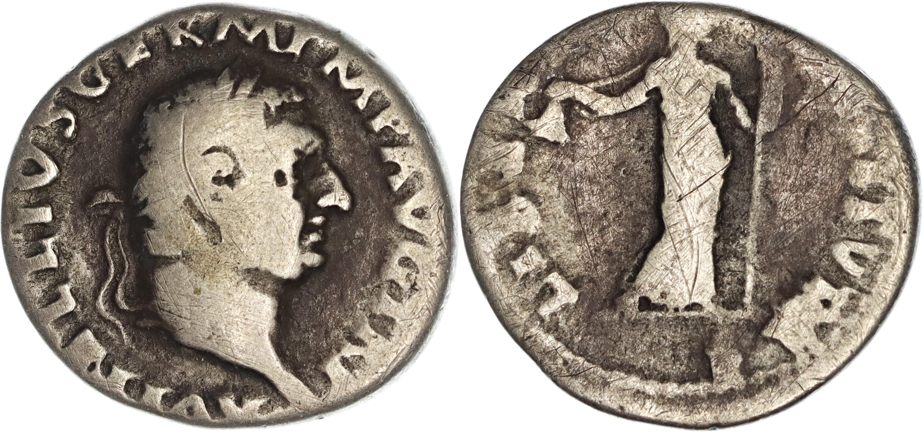 Roman Empire, Vitellius, Silver Denarius, 69 AD, aF