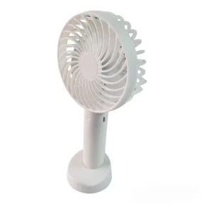Mini Portable USB Battery Operated Hand Fan with Mobile Phone Holder Base White |