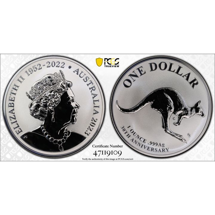 Mob of Thirty Frosted Uncirculated, 1oz Silver, One Dollar, 2023-C, PCGS MS69