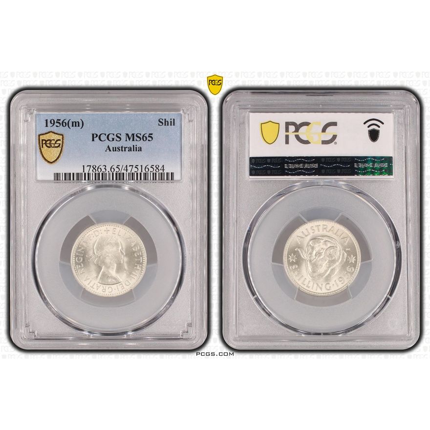 Shilling, 1956(m) POP Report 19/1, PCGS MS 65