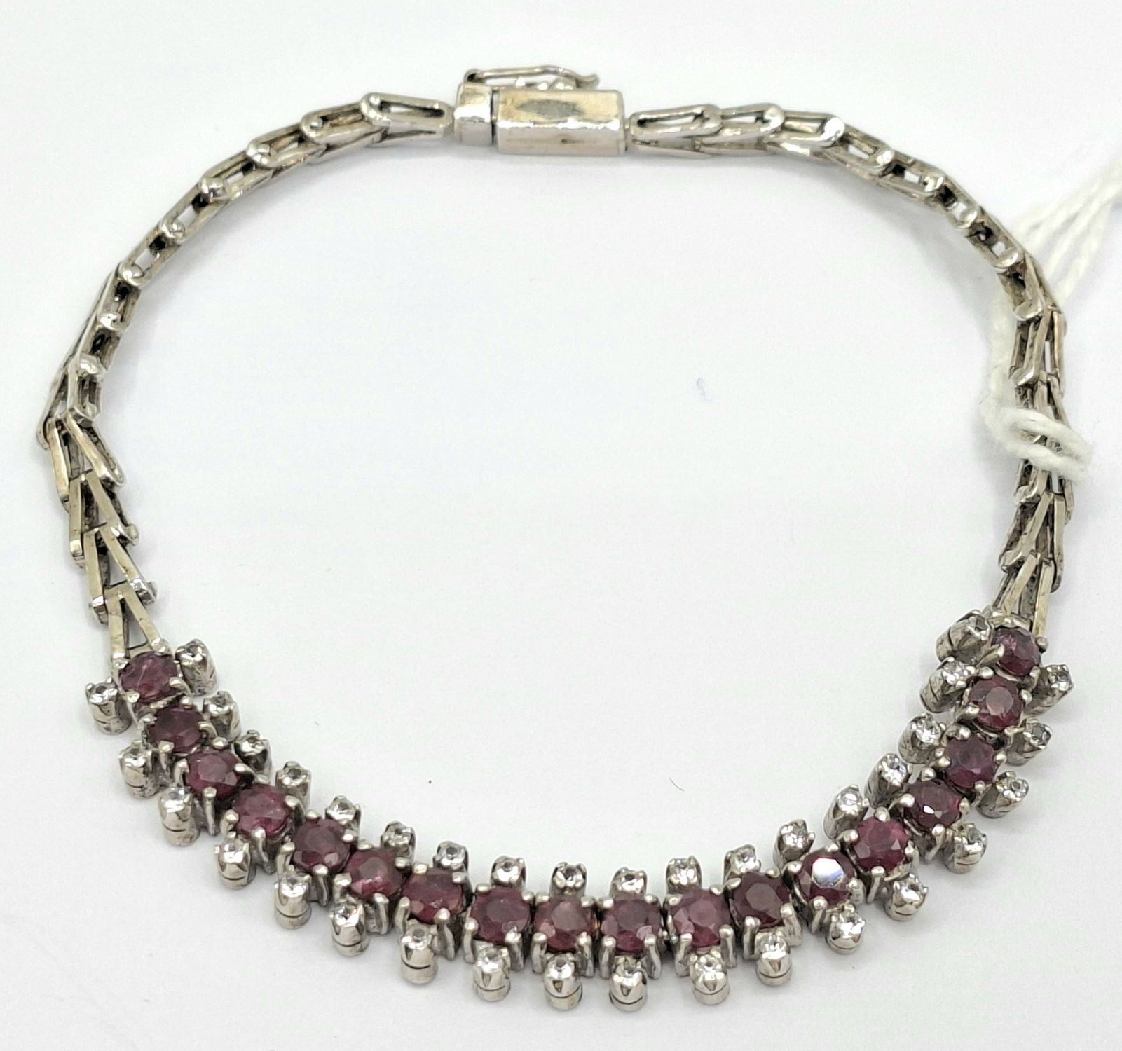 Sterling Silver Ruby And Diamond Bracelet