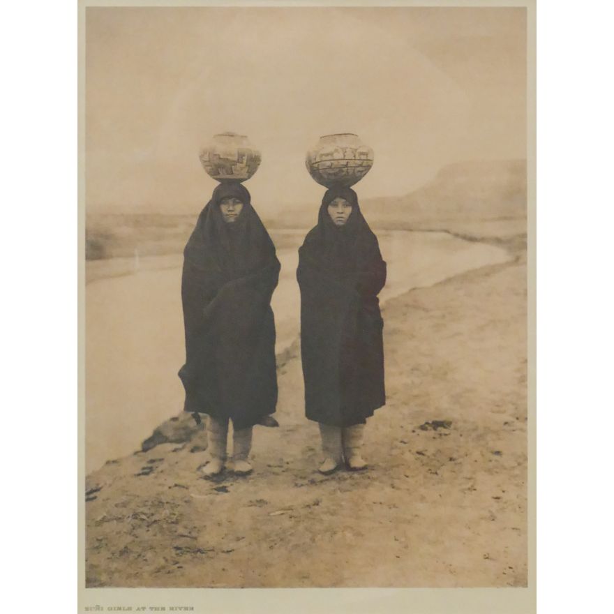 Edward Curtis ''Zuni Girls at the River'' Native Print Framed