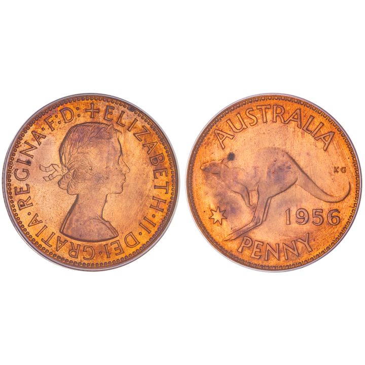 Elizabeth II, Penny, 1956, PR 64RB