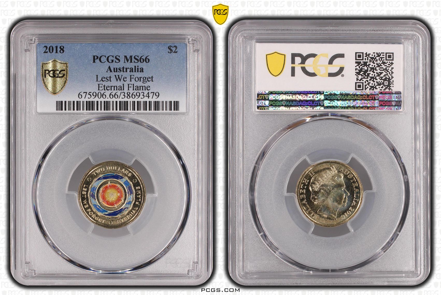 Lest We Forget - Eternal Flame, Two Dollar, 2018, PCGS MS66