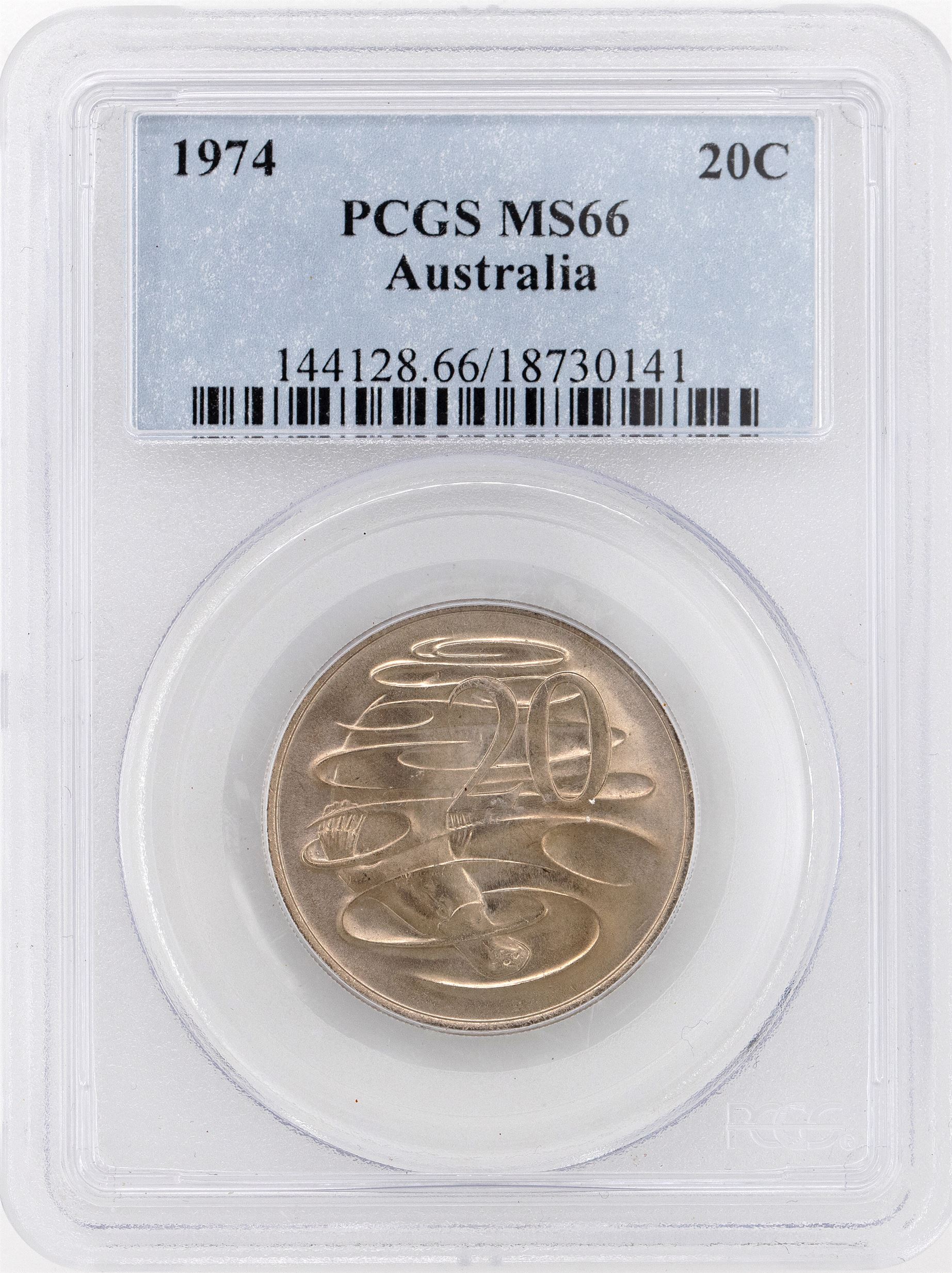1974 Australia Twenty Cent, 20c PCGS - MS66 -141