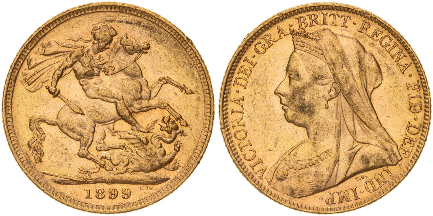 Victoria, St George Reverse, Sovereign, 1899-M, EF