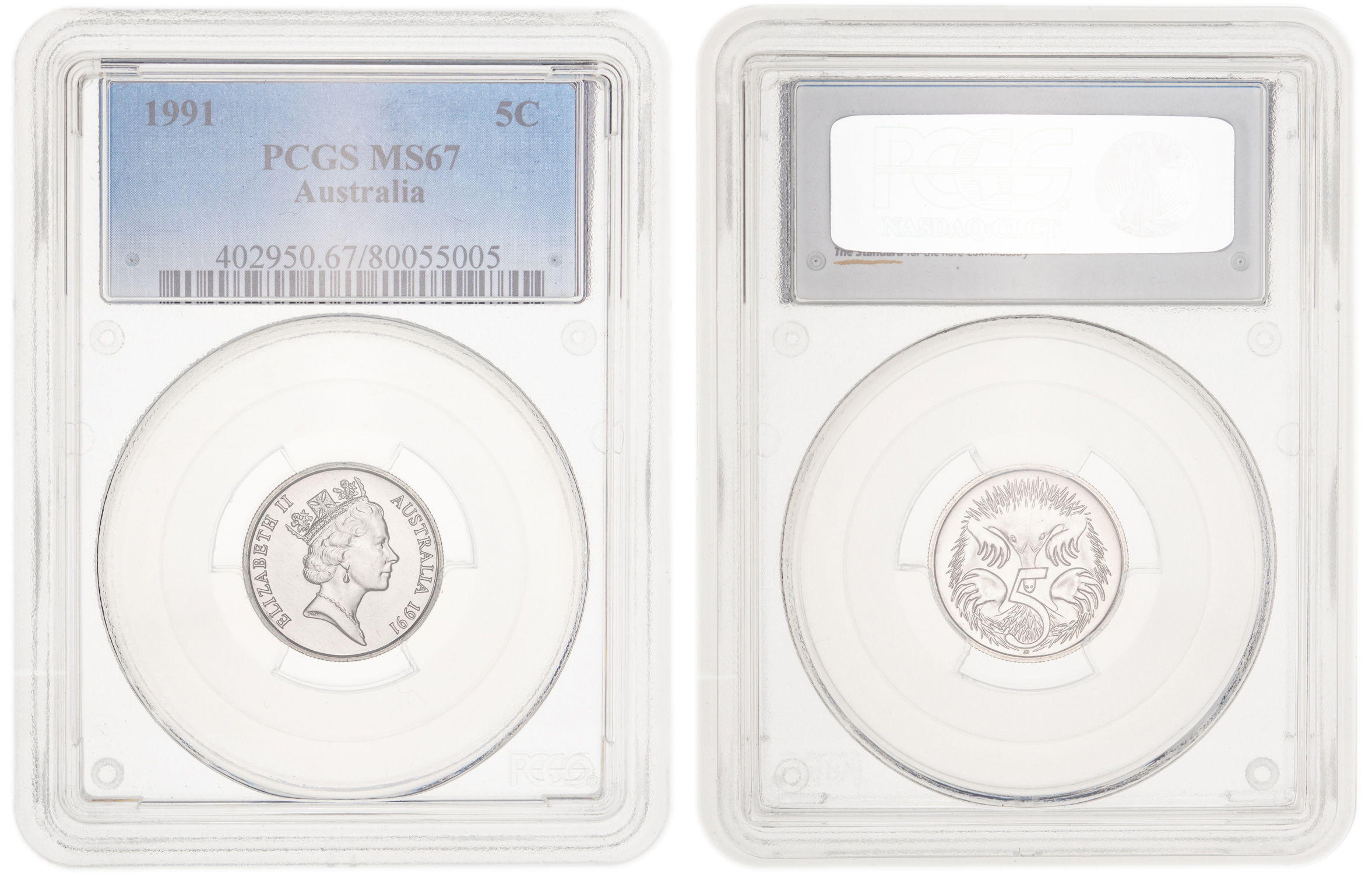 Elizabeth II, Five Cent, 1991, PCGS MS67