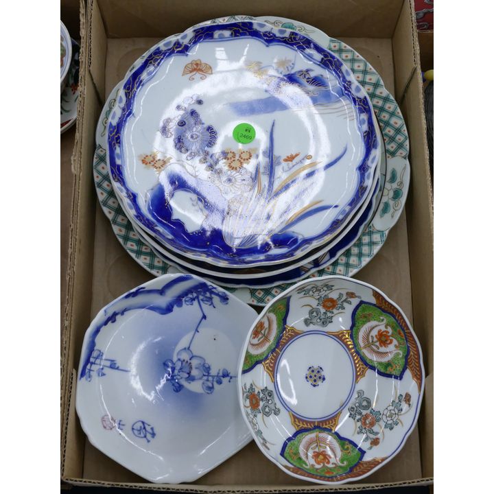Box Japanese Imari Plates etc.
