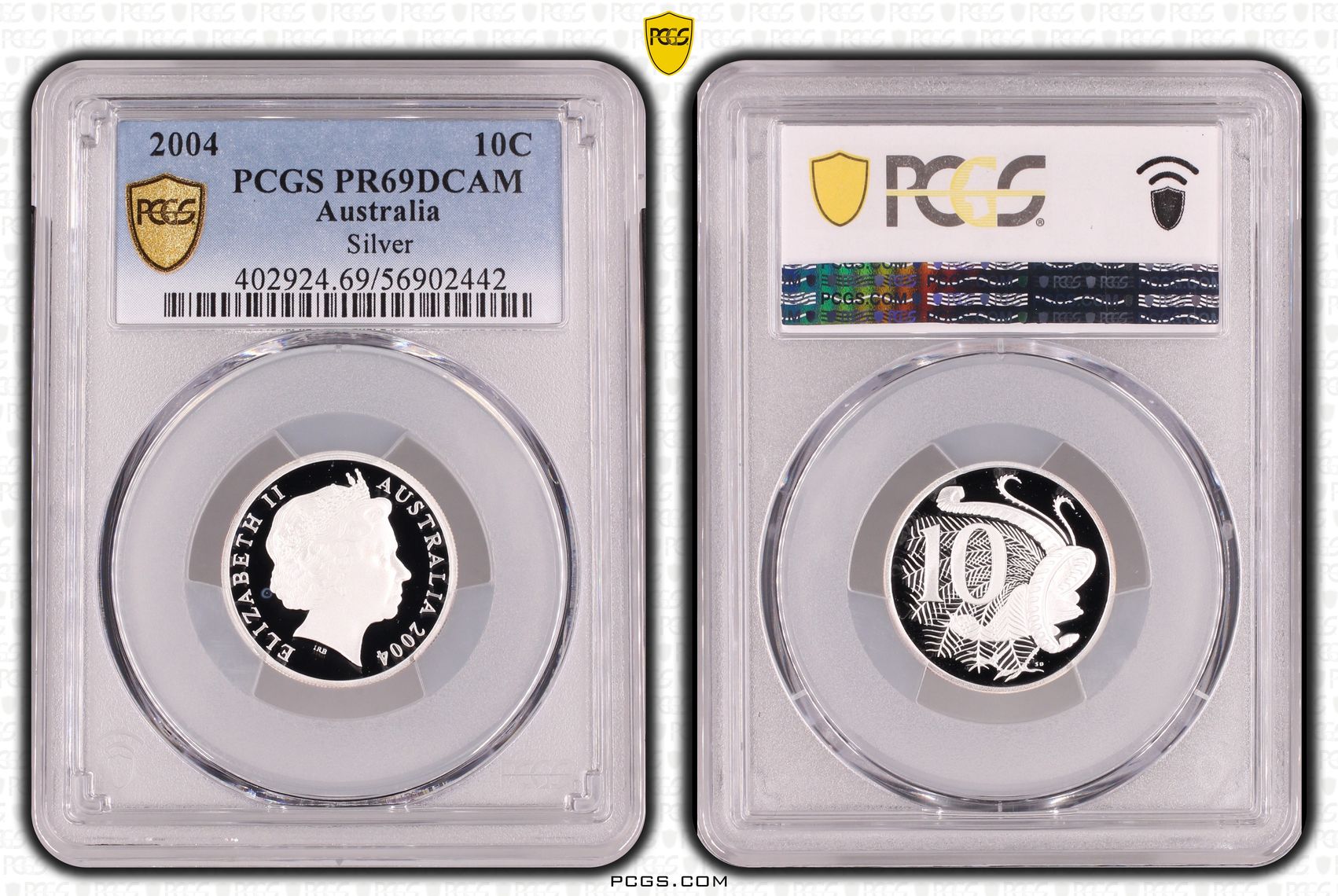 Silver, Ten Cent, 2004, PCGS PR69DCAM