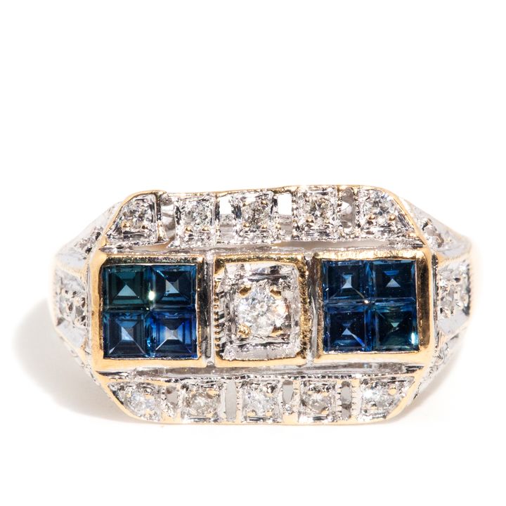 Vintage Sapphire & Diamond 9 Carat Gold Ring,