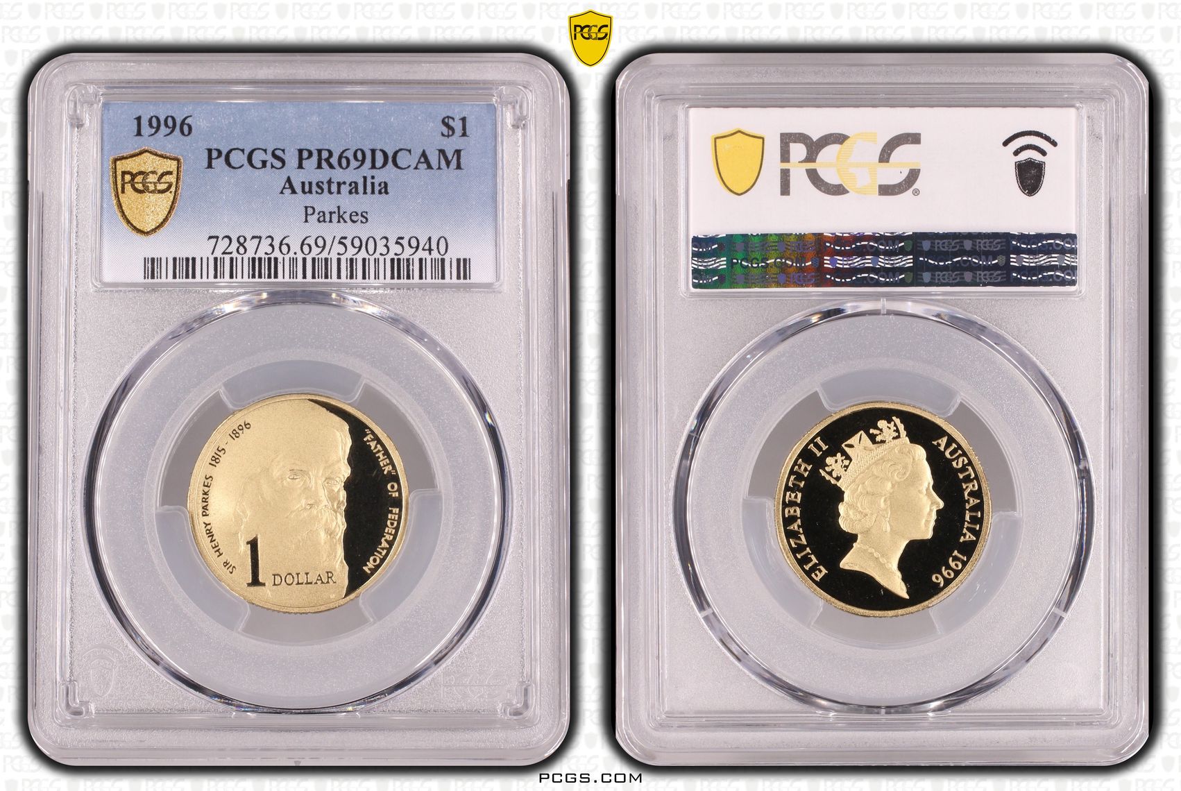 Parkes, One Dollar, 1996, PCGS PR69DCAM