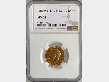 1920 GEORGE V PERTH MINT GOLD SOVEREIGN MS61