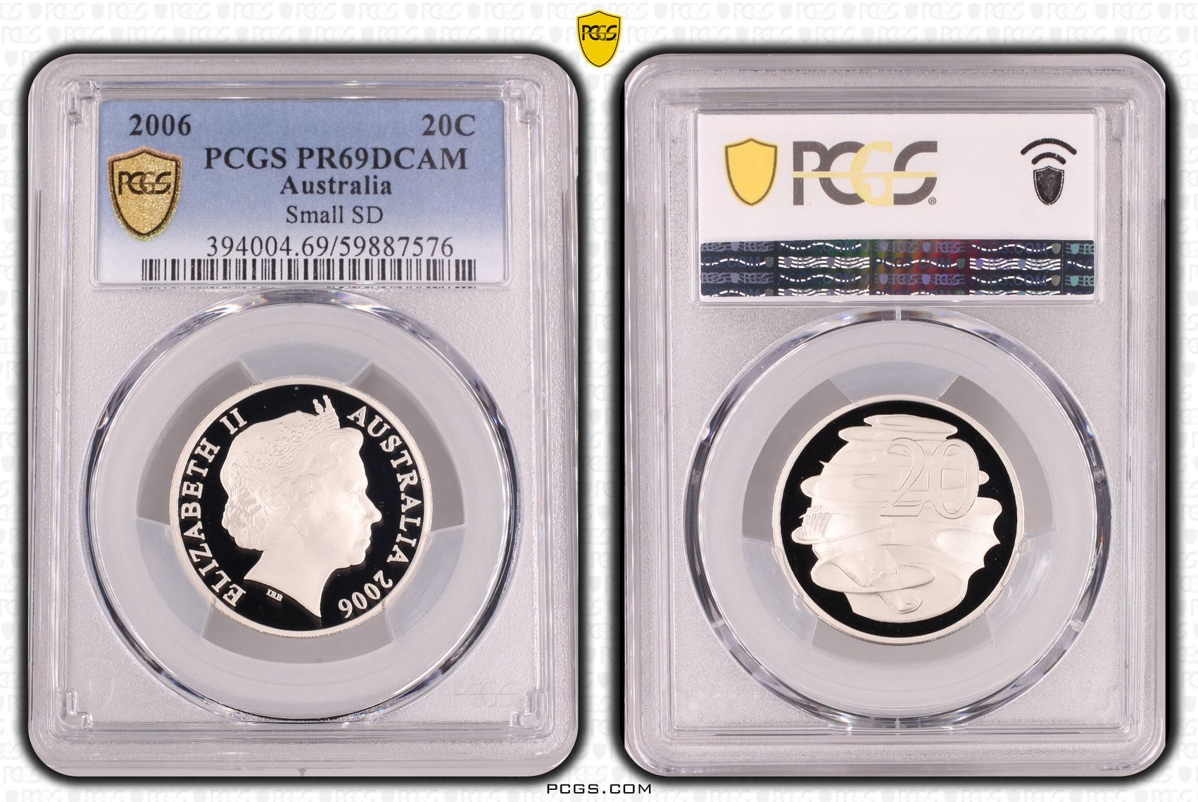 Small SD, Twenty Cent, 2006, PCGS PR69DCAM