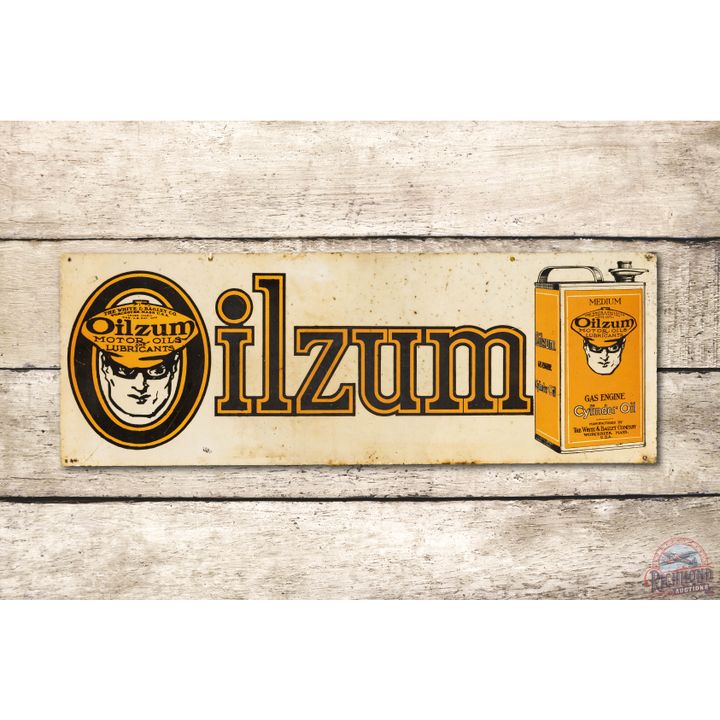 Oilzum Tin Sign w/ Oswald & Oil Can Logo's TAC 7.25