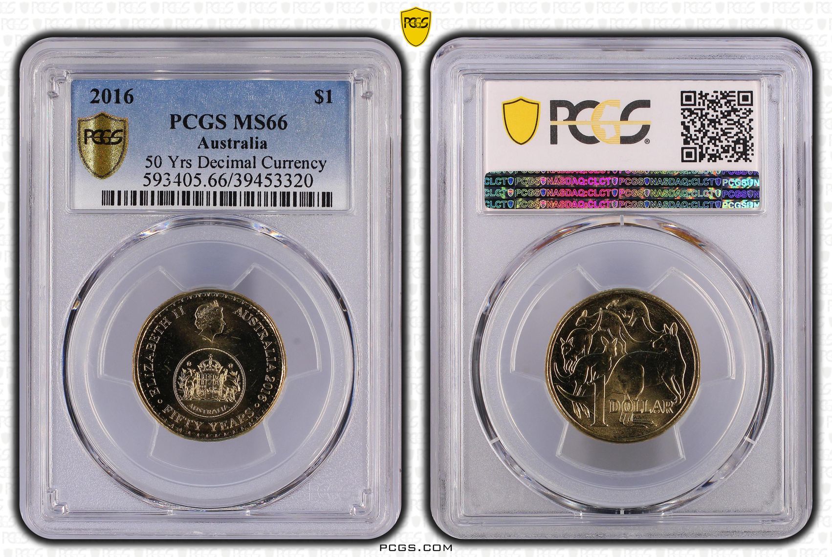 417 · 50 Yrs Decimal Currency, One Dollar, 2016, PCGS MS66