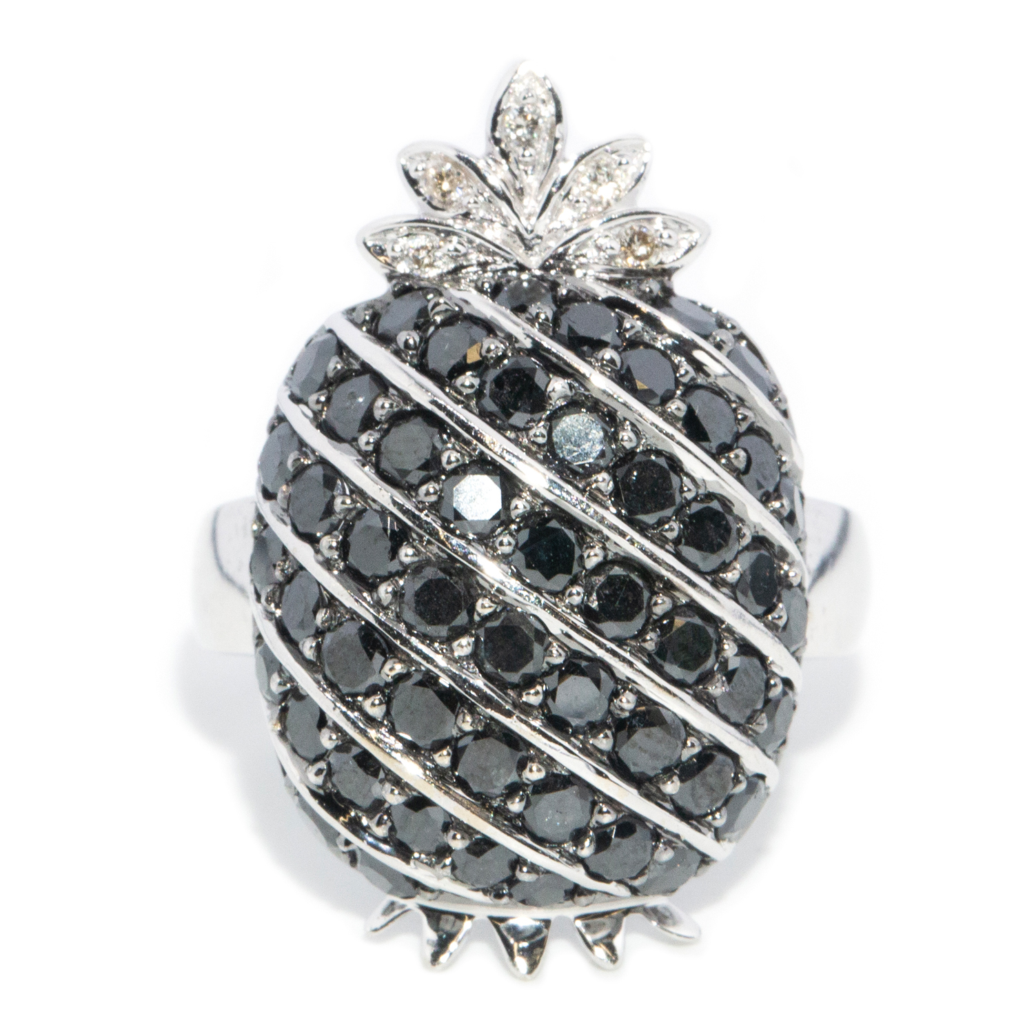 Pineapple Ring with Black Diamonds