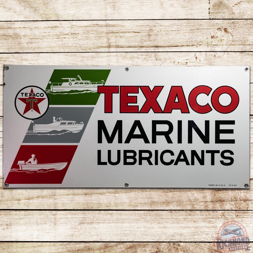 1961 White T Texaco Marine Lubricants SSP Sign - 9C