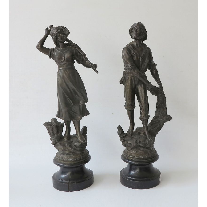 PAIR OF SPELTER FIGURES
