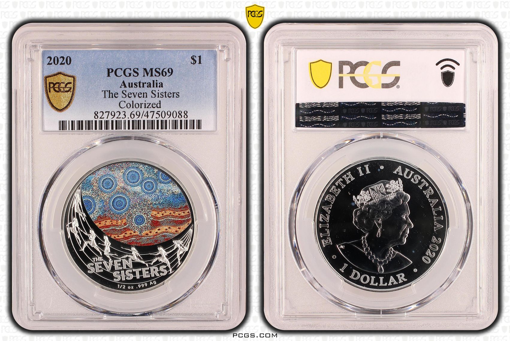 Elizabeth II, The Seven Sisters Colored, One Dollar, 2020, PCGS MS69