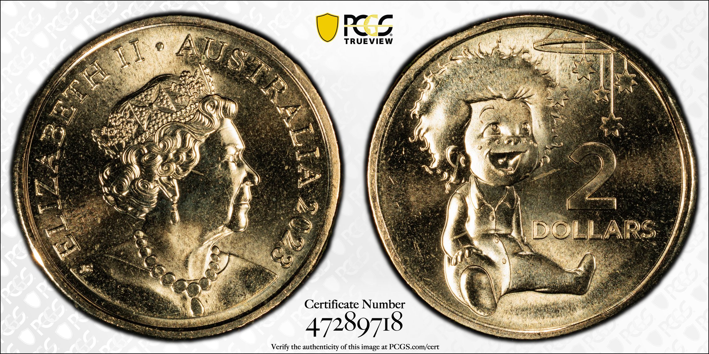 Indigenous Baby - Baby Set, Two Dollar, 2023, PCGS MS67