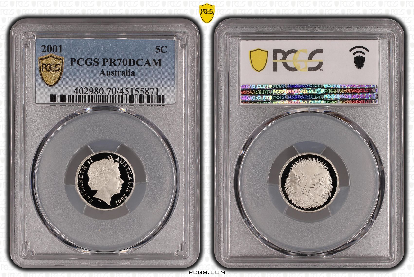 Elizabeth II, Five Cent, 2001, PCGS PR 70DCAM