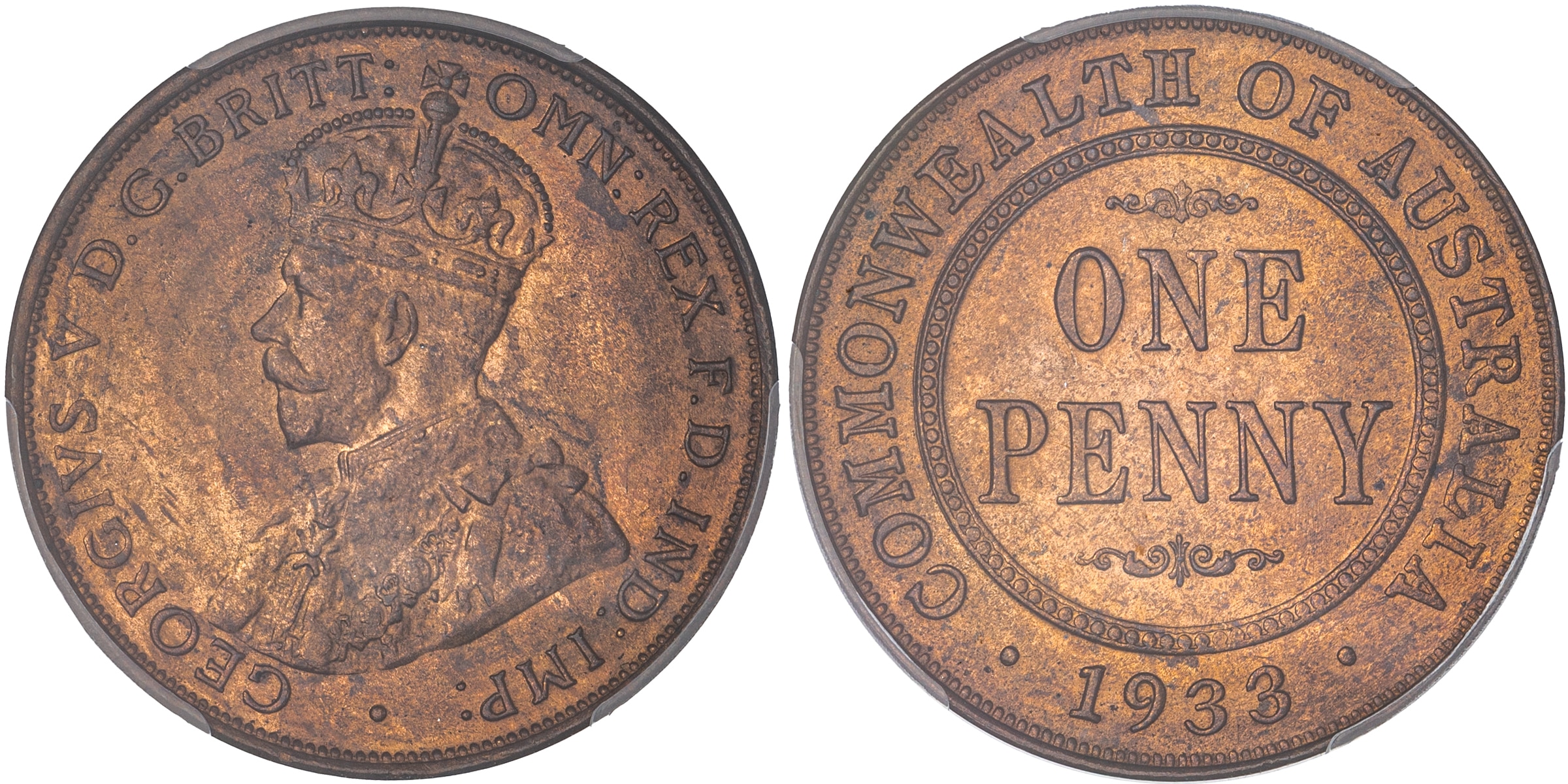 George V, Penny, 1933, PCGS MS64RB