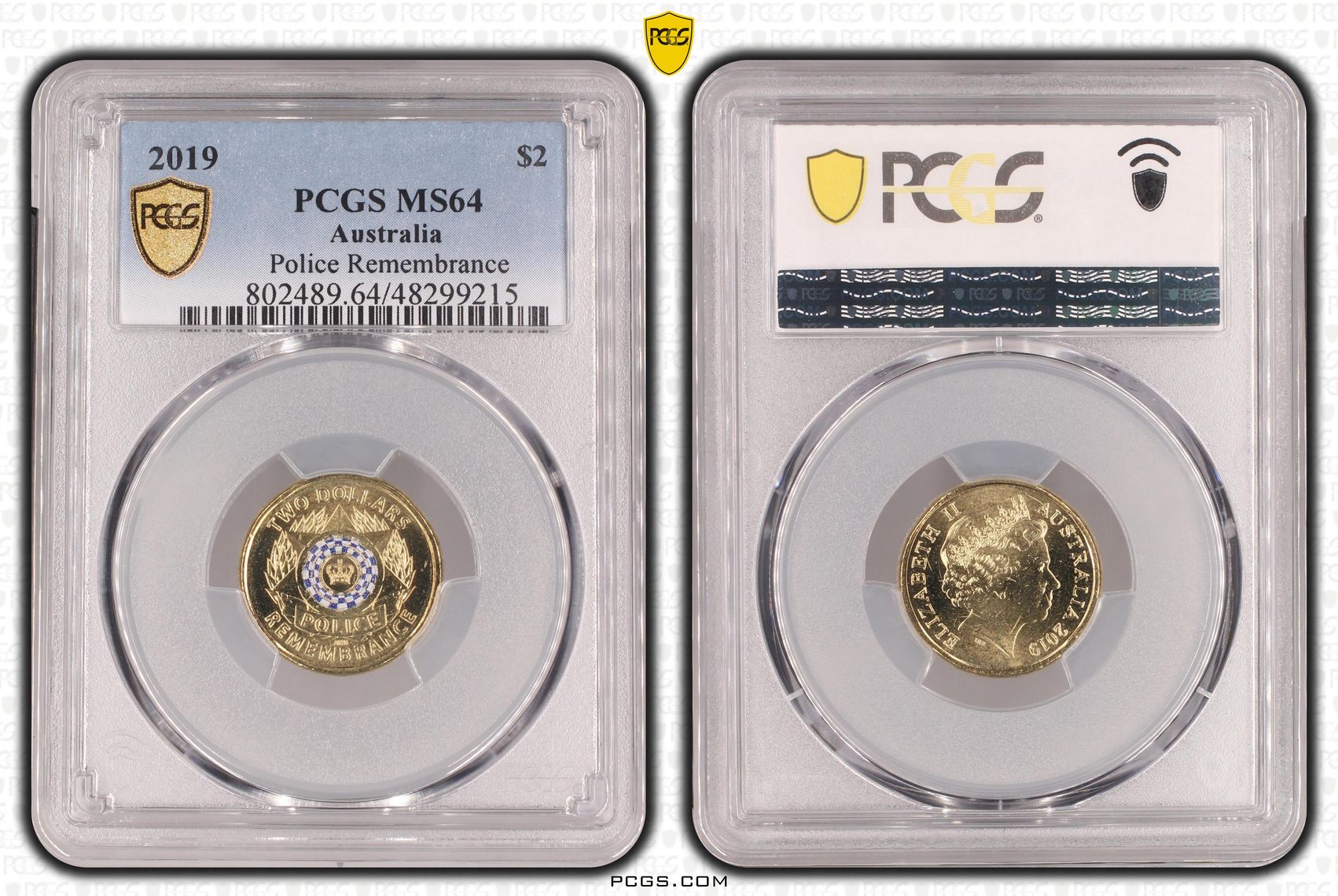 Elizabeth II, Police Remembrance Colorized, Two Dollar, 2019, PCGS MS64