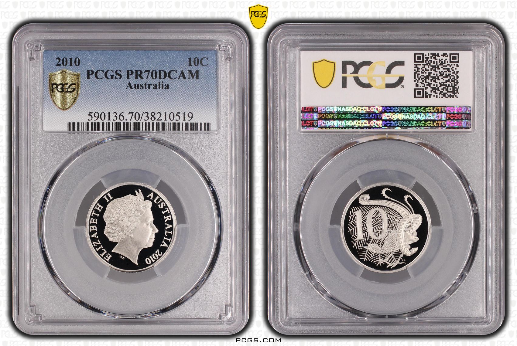 152 · 2010 Australia Ten Cent, 10c PCGS - PR70DCAM POP 34/0 -519