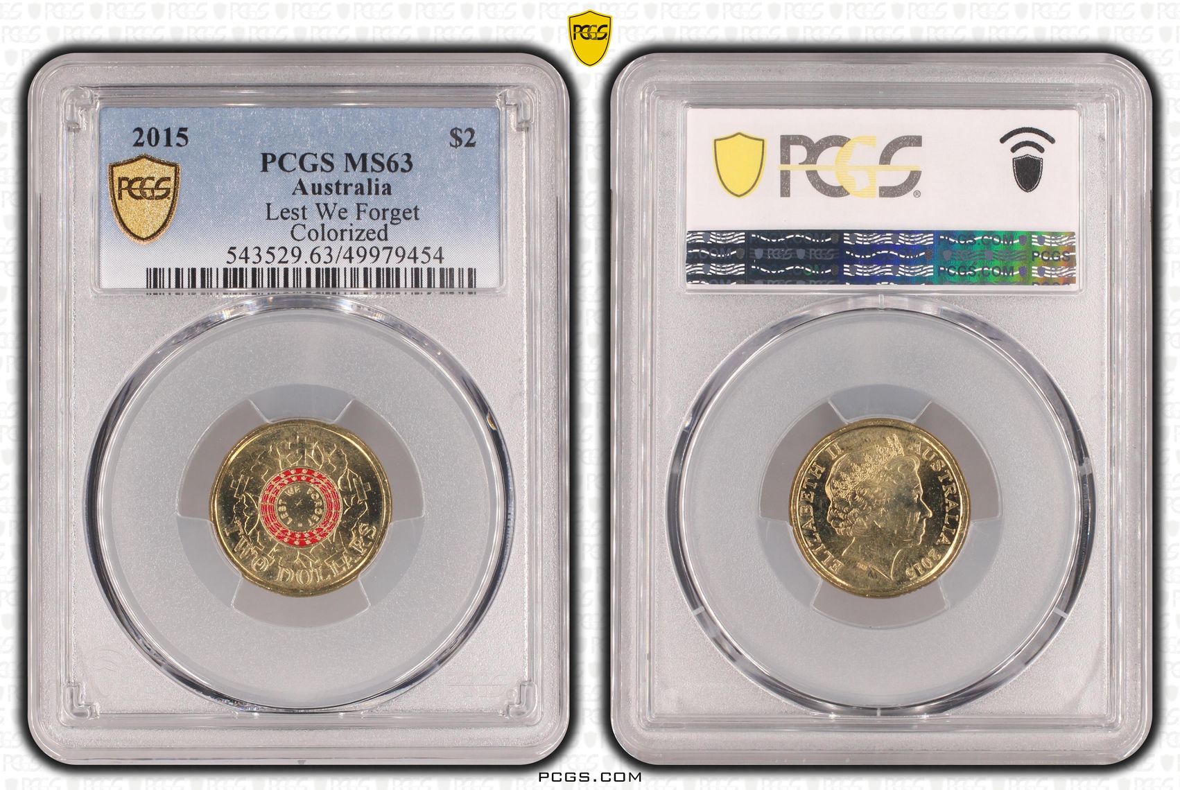 Lest We Forget Colorized, Two Dollar, 2015, PCGS MS63