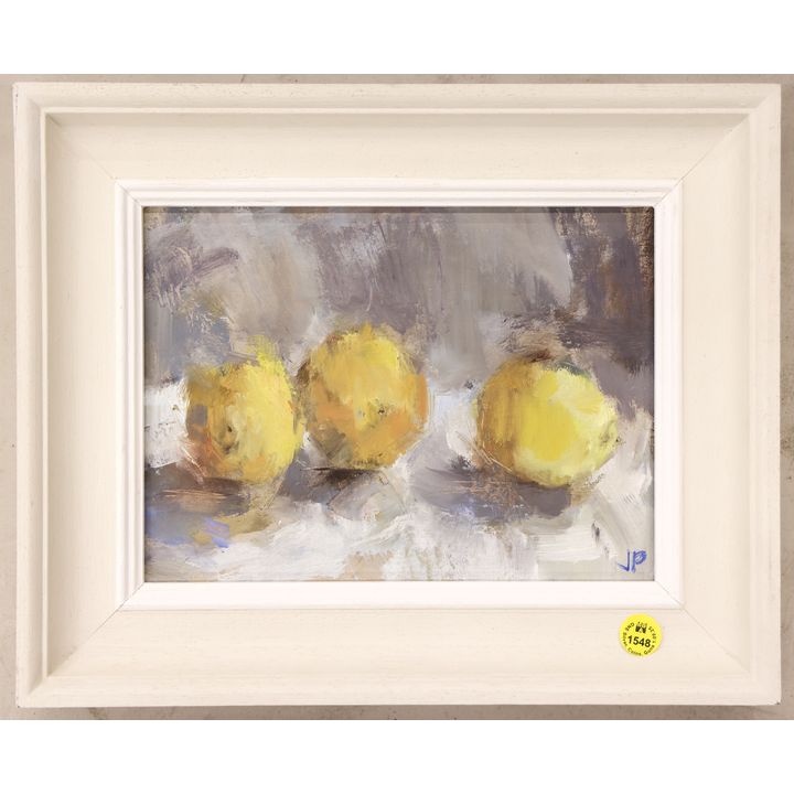 Jemma Poell ''Three Lemons'' Oil Painting Framed 11''x13.5''