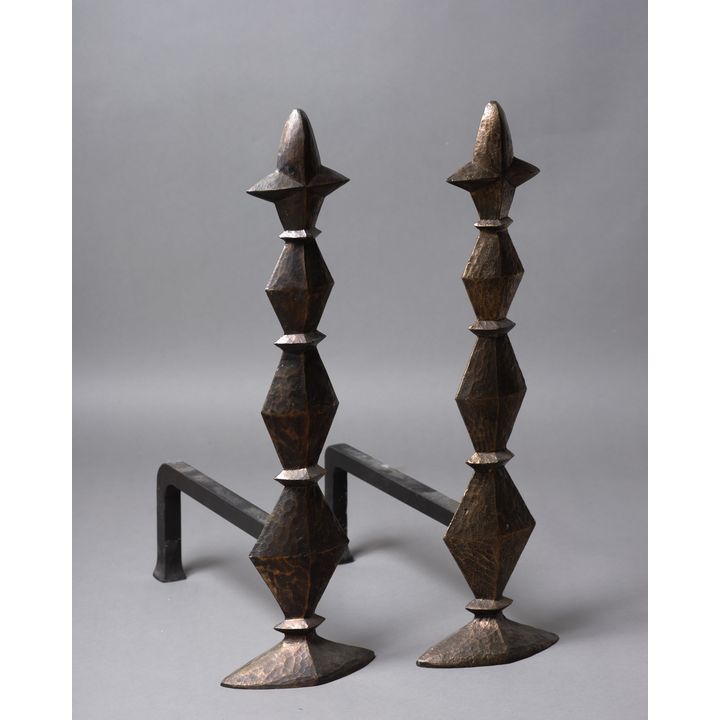 Cox London - A pair of cast bronze firedogs