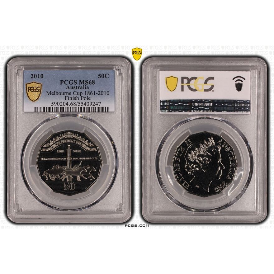 Melbourne Cup 1861-2010 Finish Line, Fifty Cent, 2010, PCGS MS68