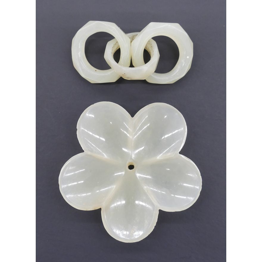 2pc Old Chinese Jade Flower & Rings