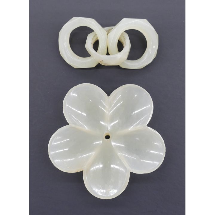 2pc Old Chinese Jade Flower & Rings