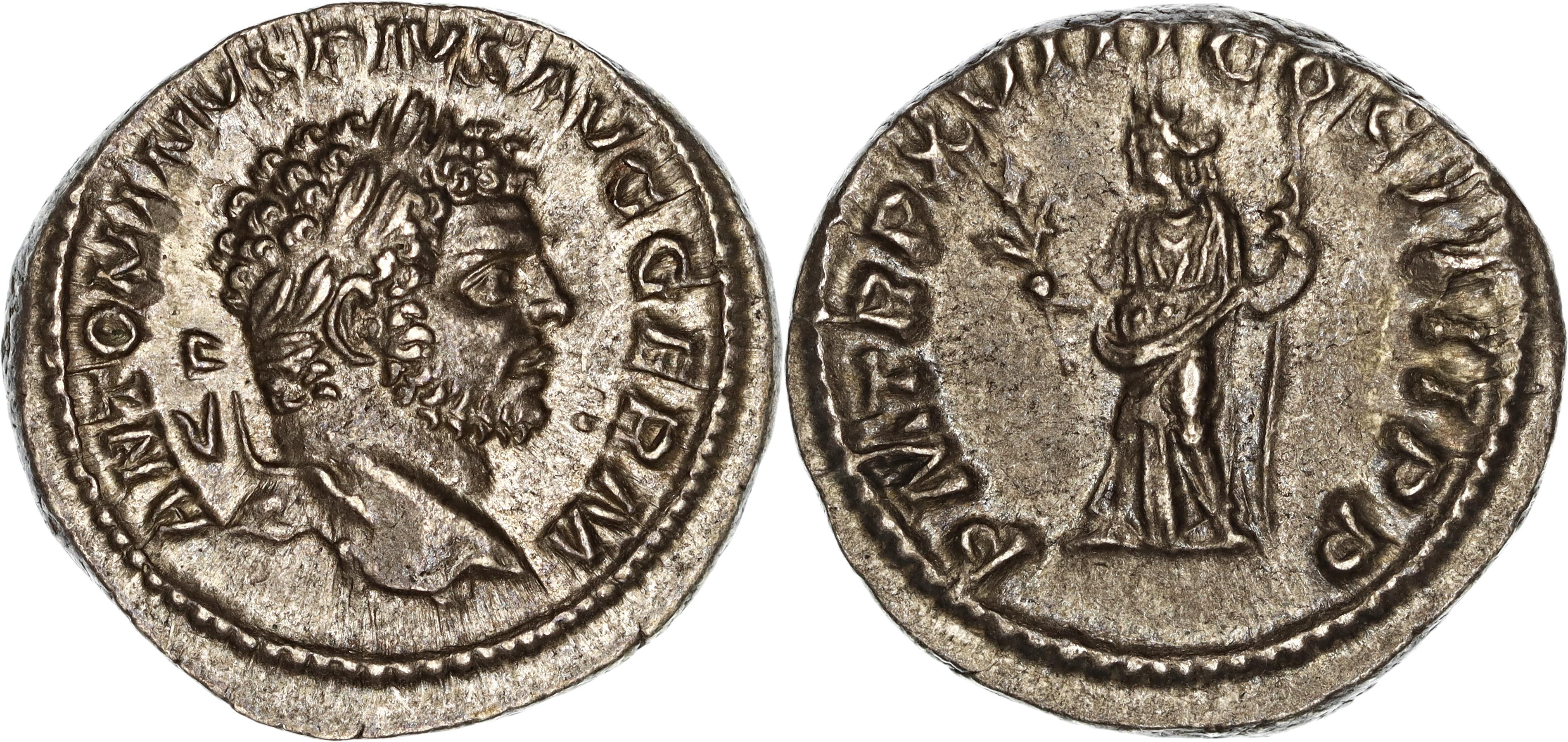 Roman Empire, Caracalla, Silver Denarius, 215 AD, gVF