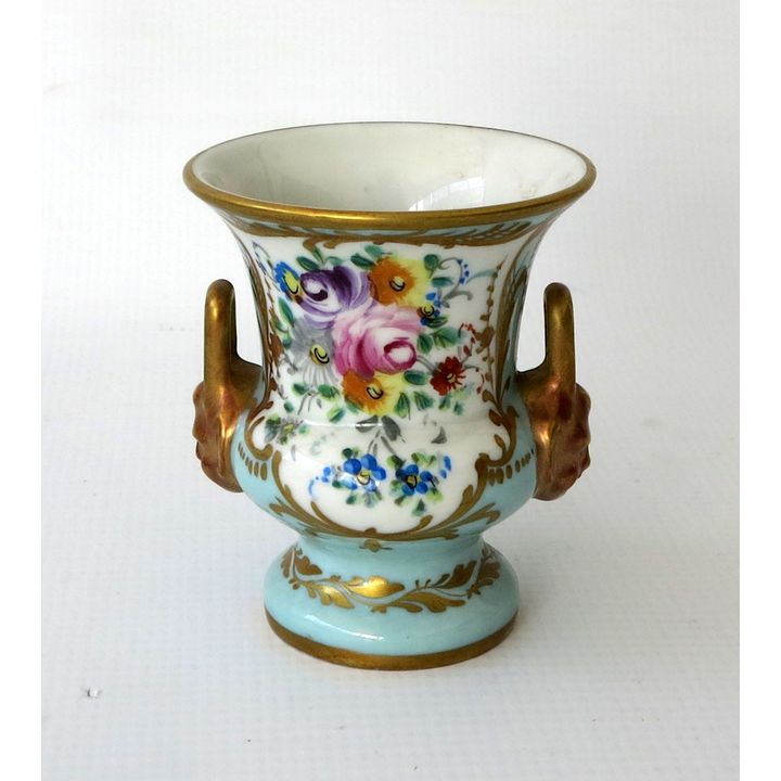 SMALL FRENCH PORCELAIN TWO-HANDLED VASE