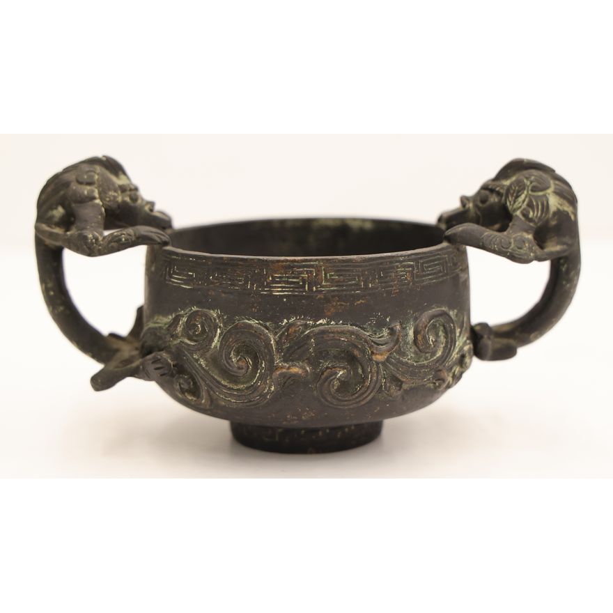 Chinese Bronze Animal Handled Censer