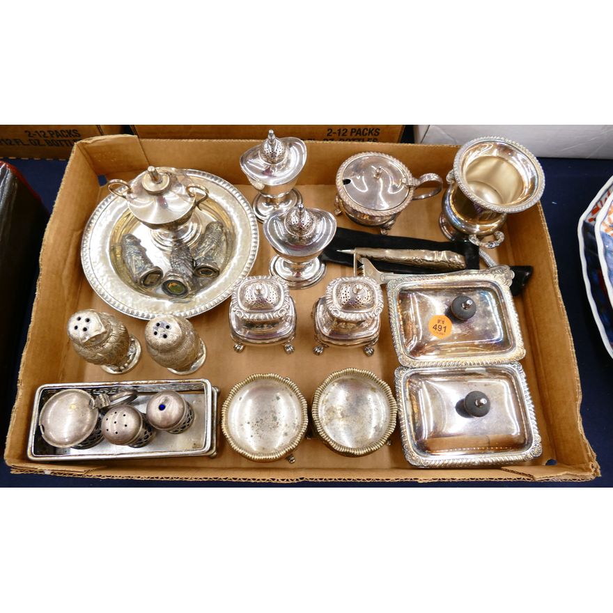 Box Ornate Silverplate Shakers Etc