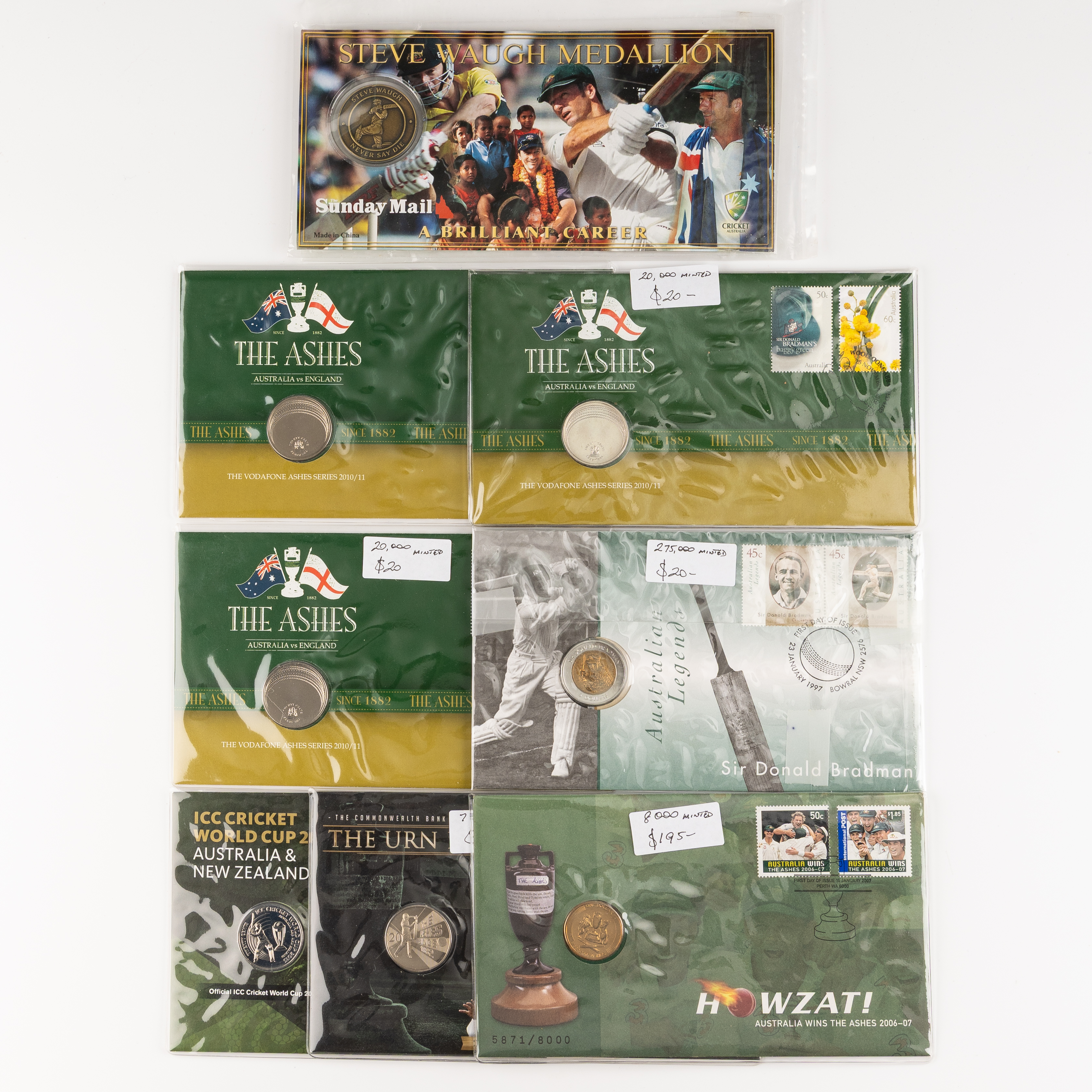 Elizabeth II, Ashes Cricket, Twenty Cents - Five Dollars, 1997 - 2015, UNC