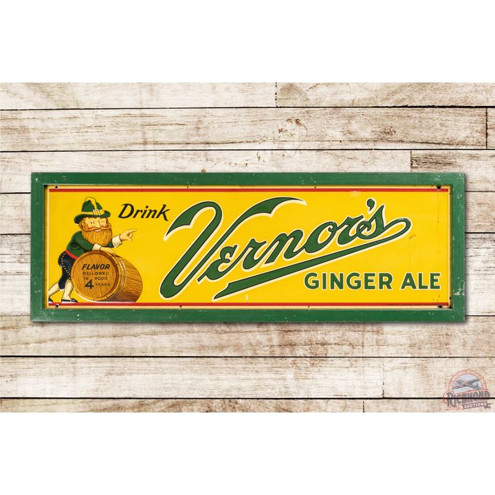 55" Drink Vernor's Ginger Ale & Logo Framed Metal Sign TAC 8.25